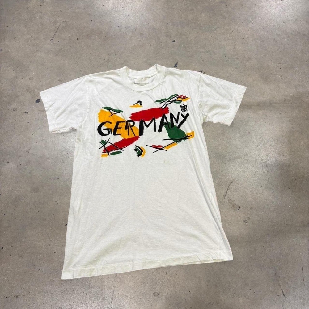 Vintage 80s Germany Souvenir White Graphic T-Shirt Women XL Cotton